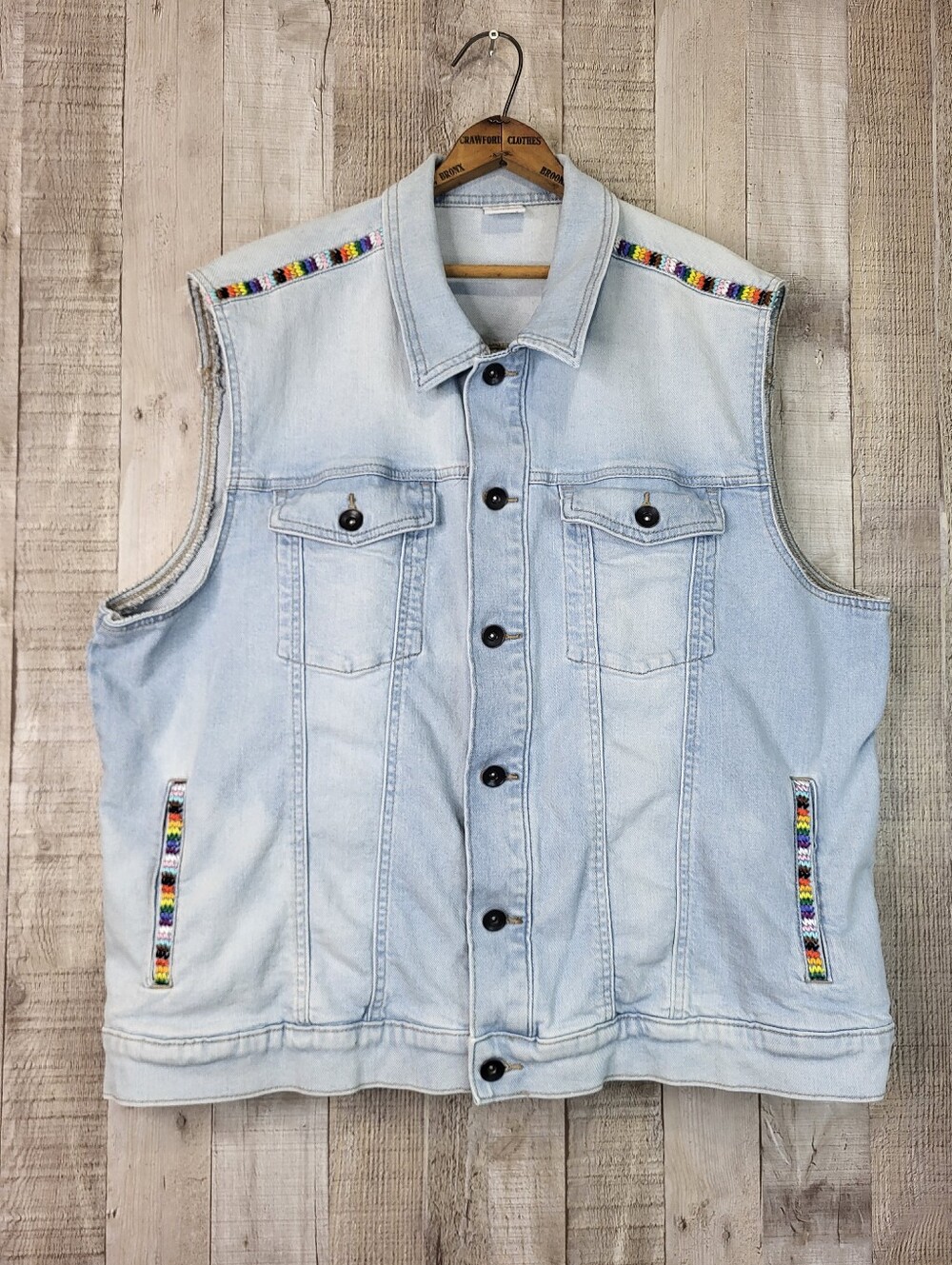 Sonoma Rainbow Pride Denim Sleeveless Jacket Vest. Size XXL